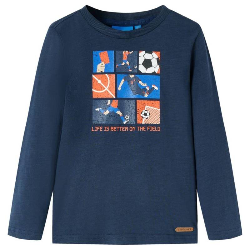 Kinder Langarmshirt Baumwolle Mädchen Blau 104 von VidaXL