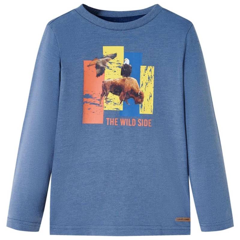 Kinder Langarmshirt Baumwolle Mädchen Blau 104 von VidaXL