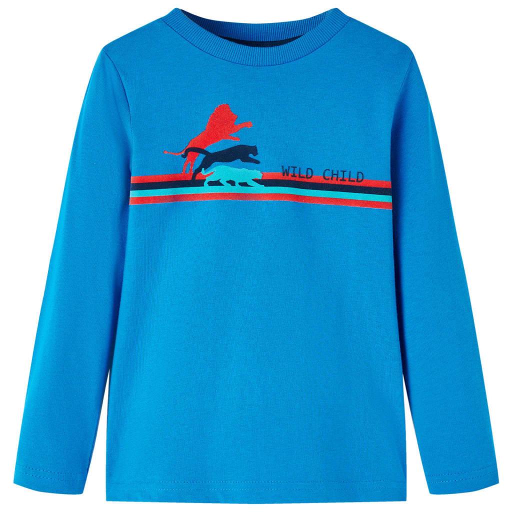 Kinder Langarmshirt Baumwolle Mädchen Blau 104 von VidaXL