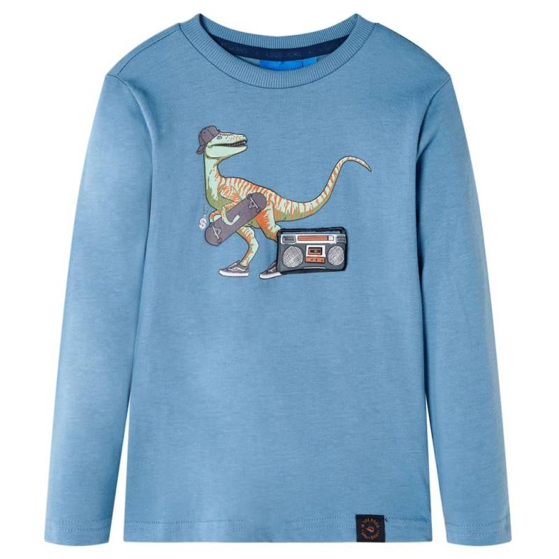 Kinder Langarmshirt Baumwolle Mädchen Blau 104 von VidaXL