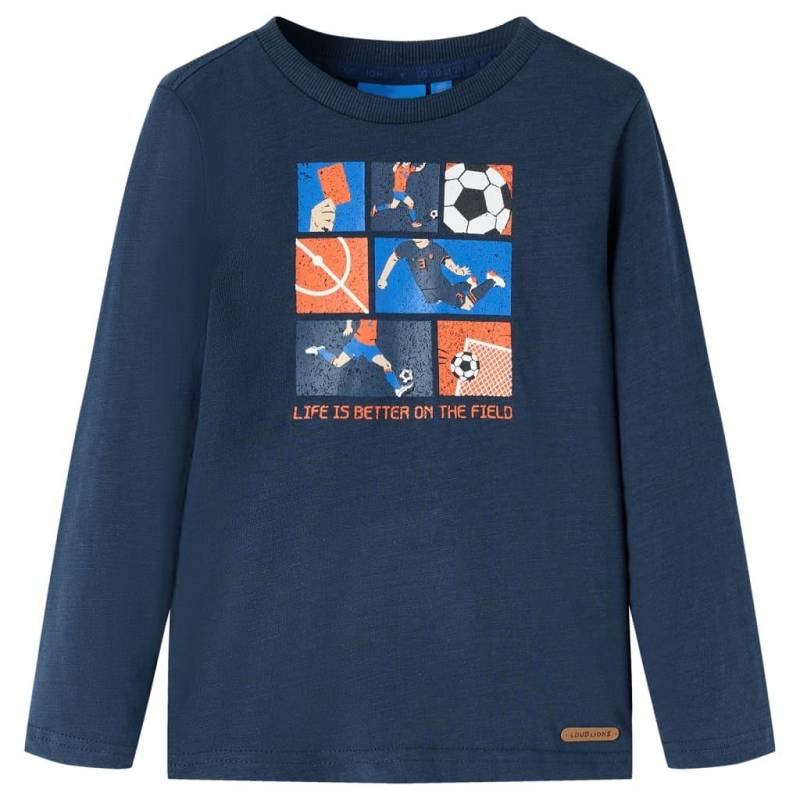 Kinder Langarmshirt Baumwolle Mädchen Blau 116 von VidaXL