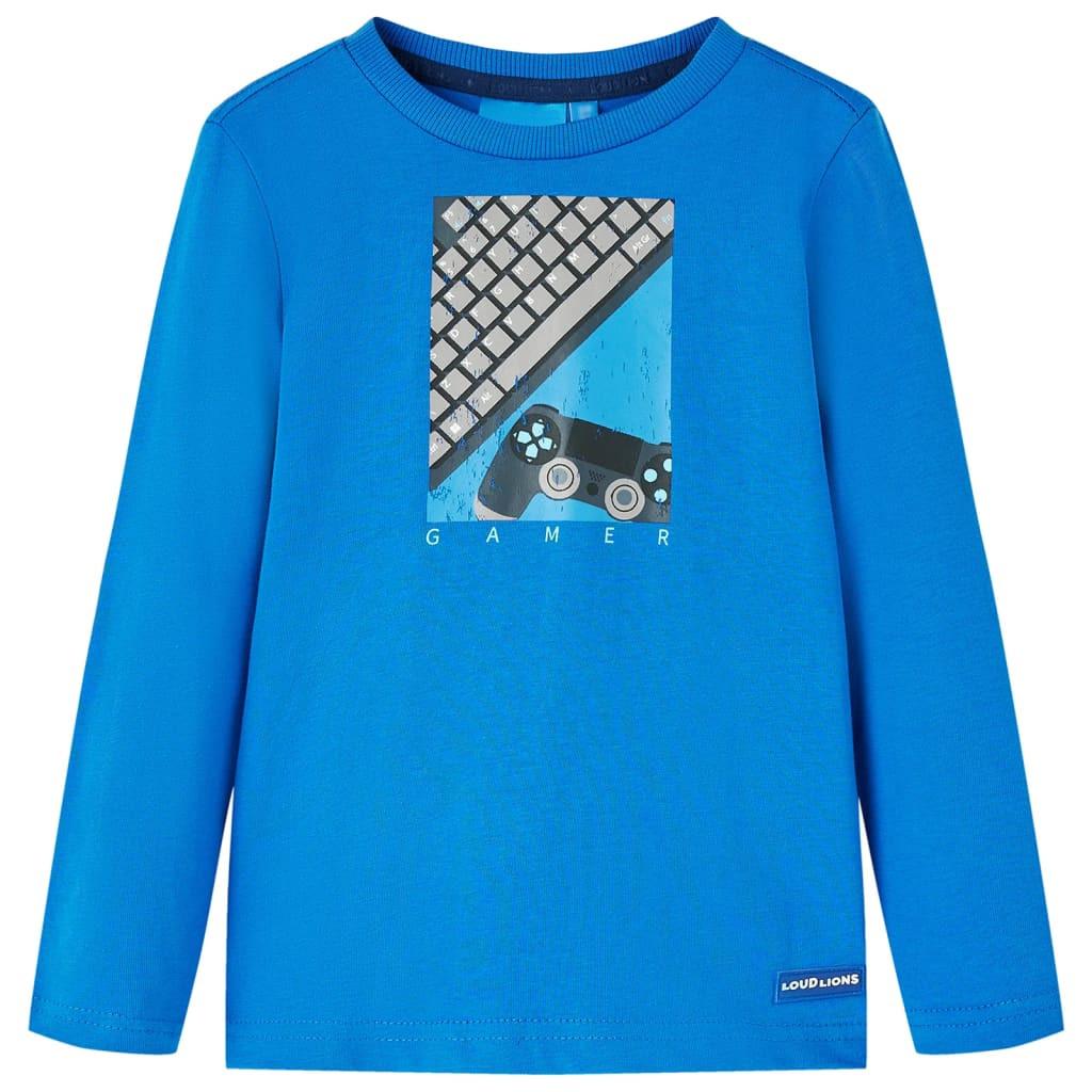 Kinder Langarmshirt Baumwolle Mädchen Blau 128 von VidaXL