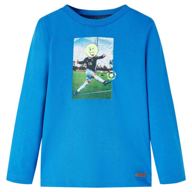 Kinder Langarmshirt Baumwolle Mädchen Blau 140 von VidaXL