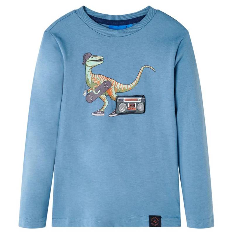 Kinder Langarmshirt Baumwolle Mädchen Blau 140 von VidaXL