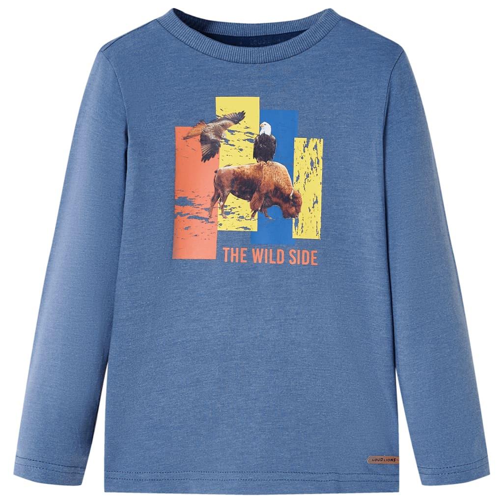 Kinder Langarmshirt Baumwolle Mädchen Blau 92 von VidaXL