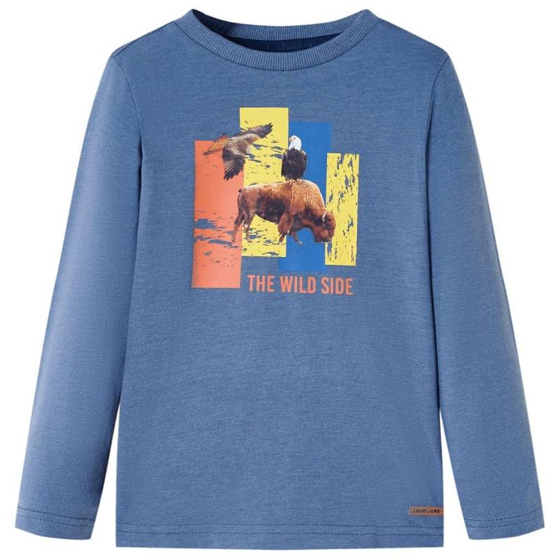 Kinder Langarmshirt Baumwolle Mädchen Blau 92 von VidaXL