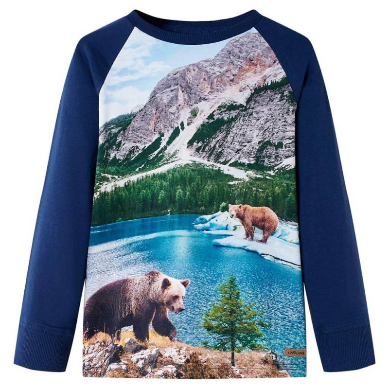 Kinder Langarmshirt Baumwolle Mädchen Blau 92 von VidaXL