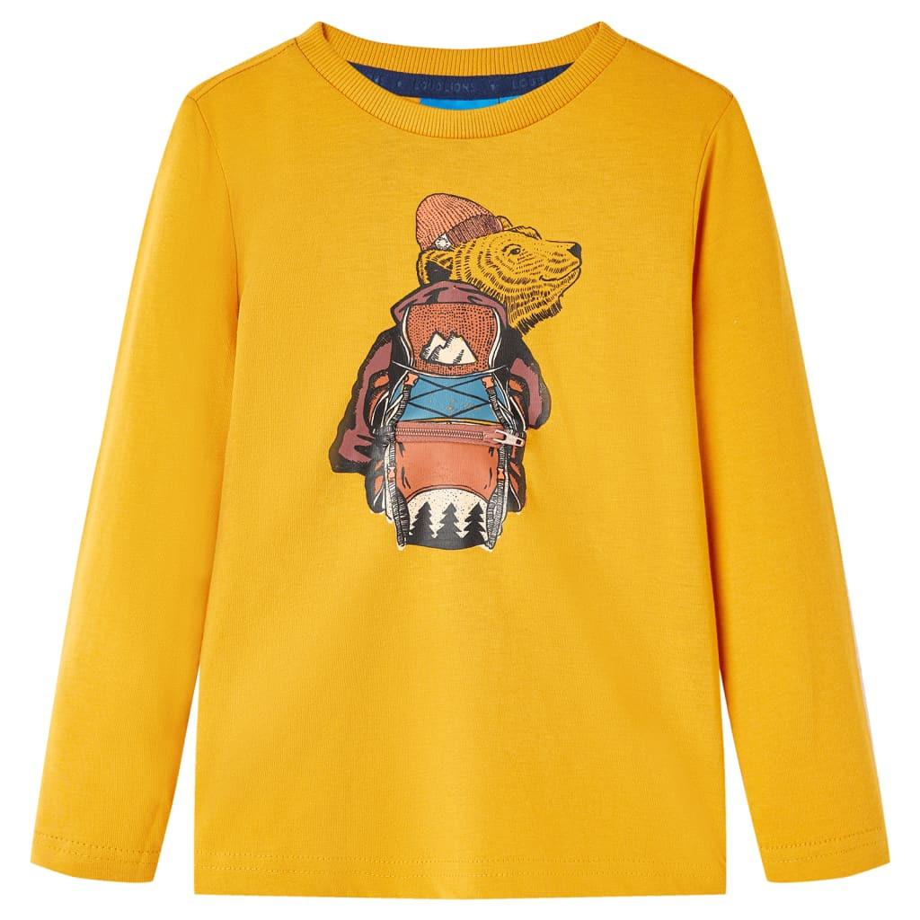 Kinder Langarmshirt Baumwolle Mädchen Gelb Bunt 104 von VidaXL