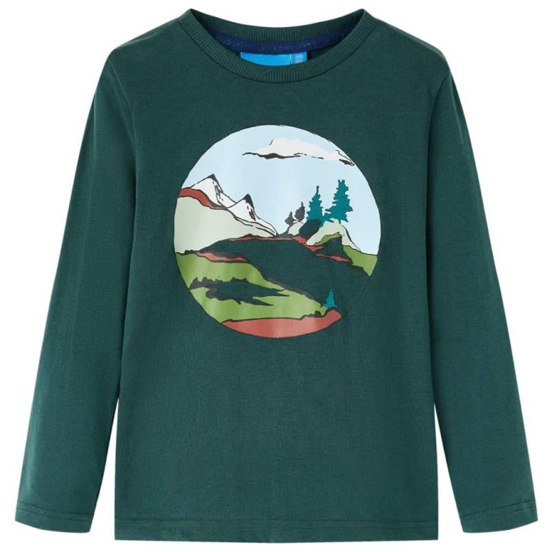 Kinder Langarmshirt Baumwolle Mädchen Grün 116 von VidaXL