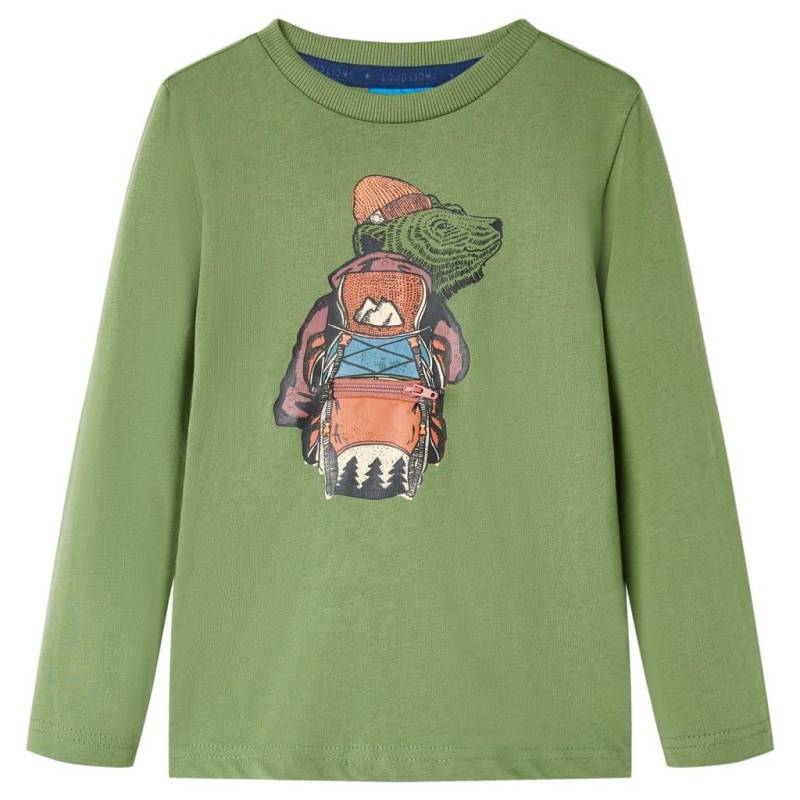 Kinder Langarmshirt Baumwolle Mädchen Grün 128 von VidaXL