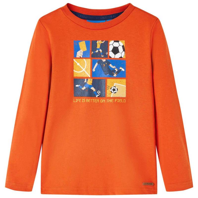 Kinder Langarmshirt Baumwolle Mädchen Orange 116 von VidaXL