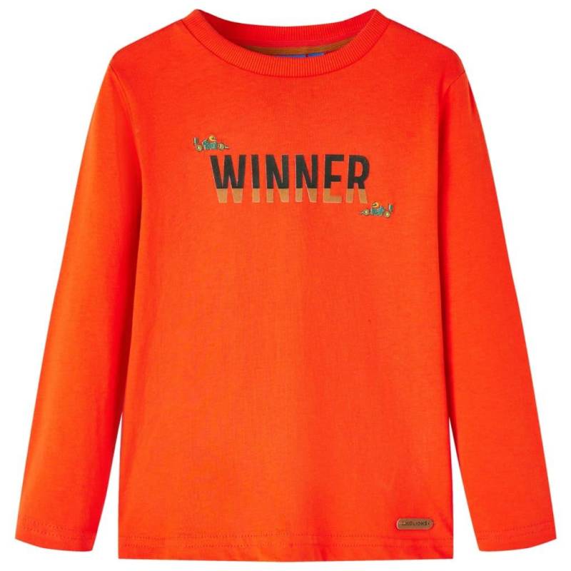 Kinder Langarmshirt Baumwolle Mädchen Orange 128 von VidaXL