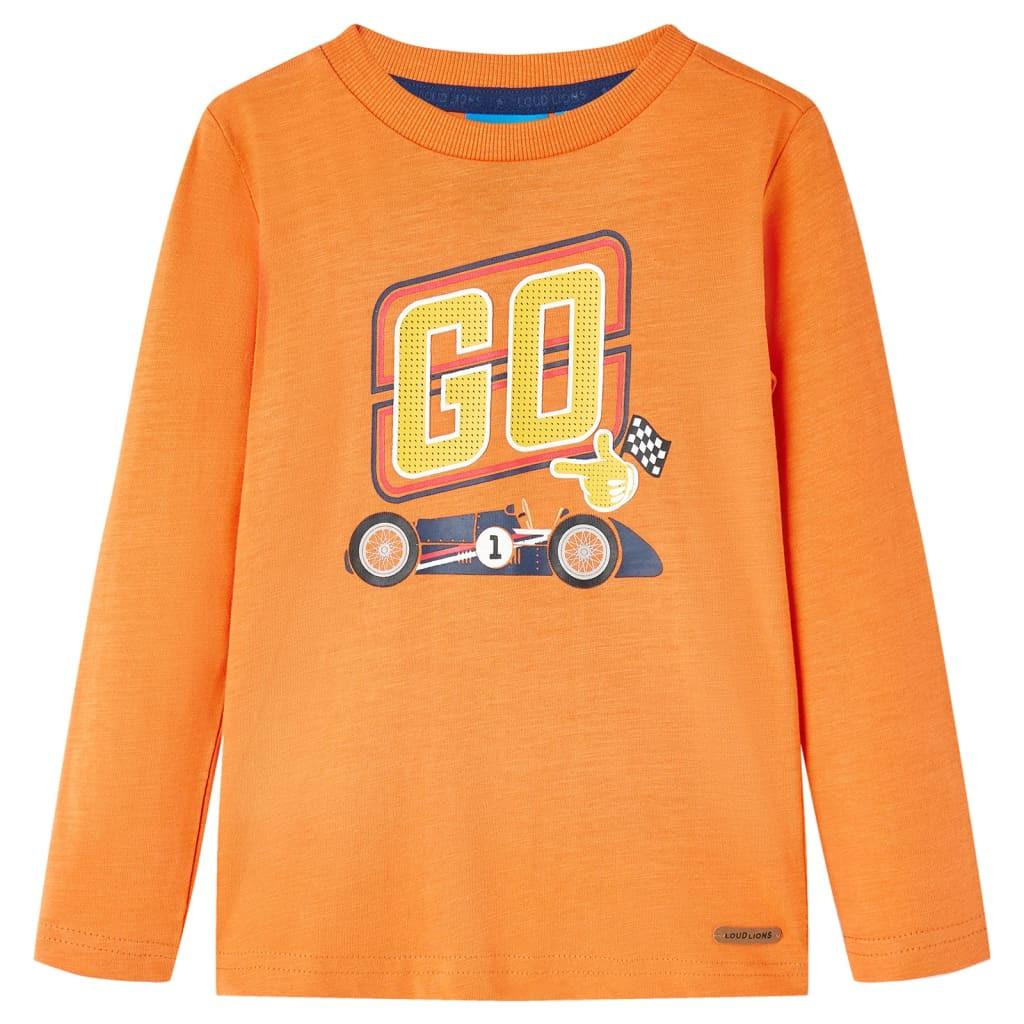 Kinder Langarmshirt Baumwolle Mädchen Orange 128 von VidaXL