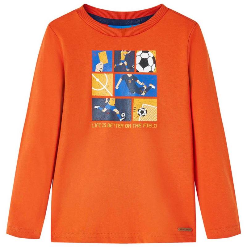 Kinder Langarmshirt Baumwolle Mädchen Orange 128 von VidaXL