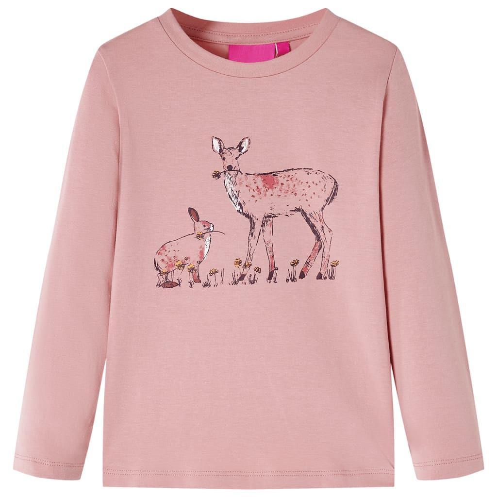 Kinder Langarmshirt Baumwolle Mädchen Pink 104 von VidaXL