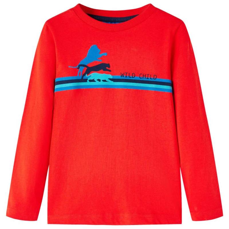 Kinder Langarmshirt Baumwolle Mädchen Rot Bunt 104 von VidaXL