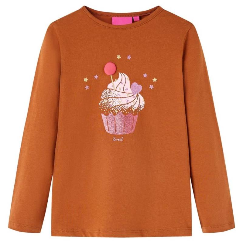 Kinder Langarmshirt Gewebe Mädchen Braun 128 von VidaXL