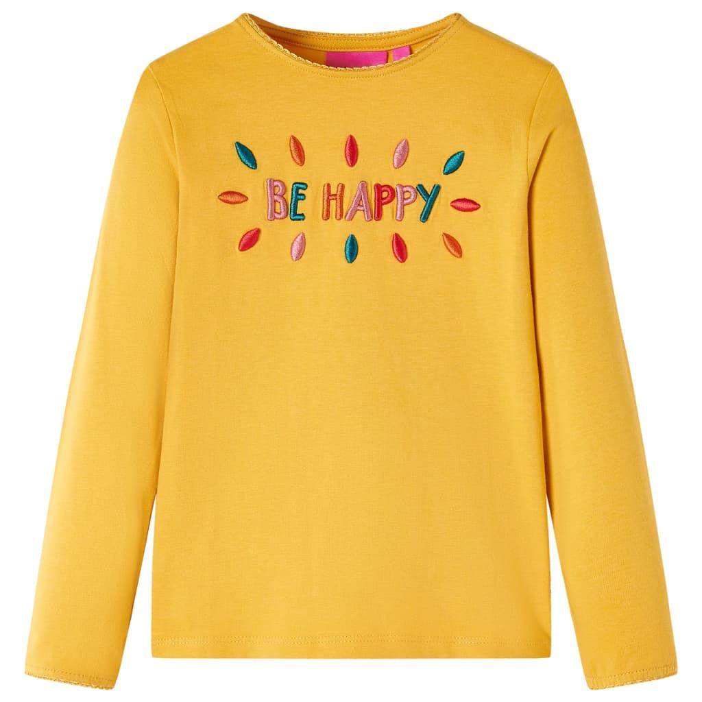 Kinder Langarmshirt Gewebe Mädchen Gelb Bunt 104 von VidaXL