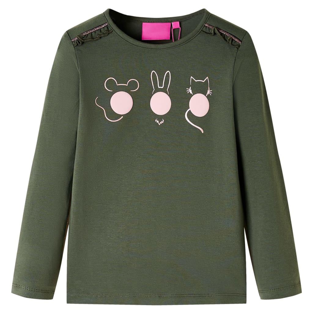 Kinder Langarmshirt Gewebe Mädchen Grün 104 von VidaXL