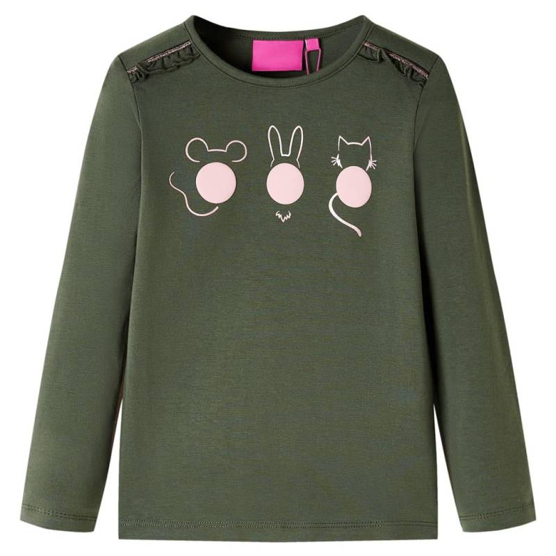 Kinder Langarmshirt Gewebe Mädchen Grün 92 von VidaXL