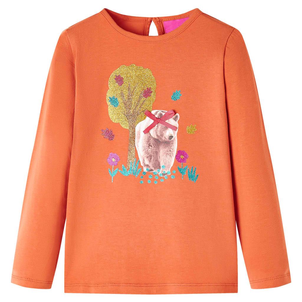 Kinder Langarmshirt Gewebe Mädchen Orange 92 von VidaXL