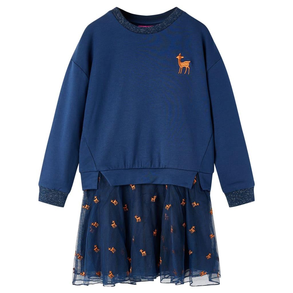 Kinderkleid Baumwolle Mädchen Blau 104 von VidaXL