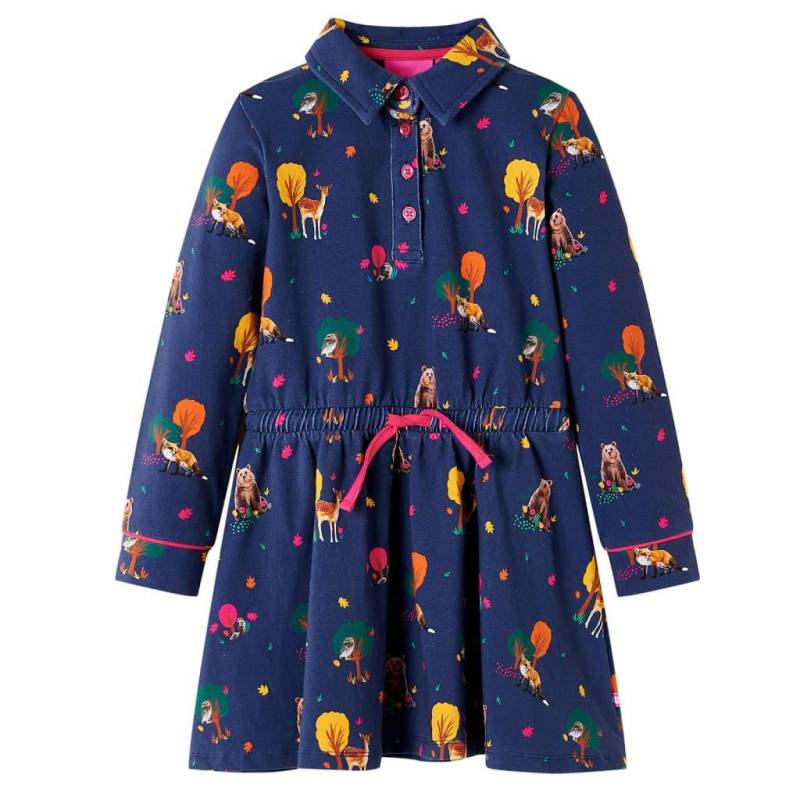 Kinderkleid Baumwolle Mädchen Blau 116 von VidaXL