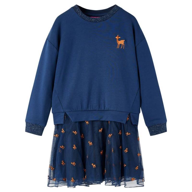 Kinderkleid Baumwolle Mädchen Blau 116 von VidaXL