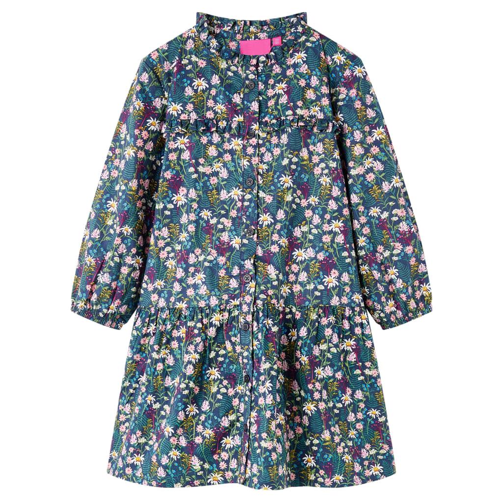 Kinderkleid Baumwolle Mädchen Blau 116 von VidaXL