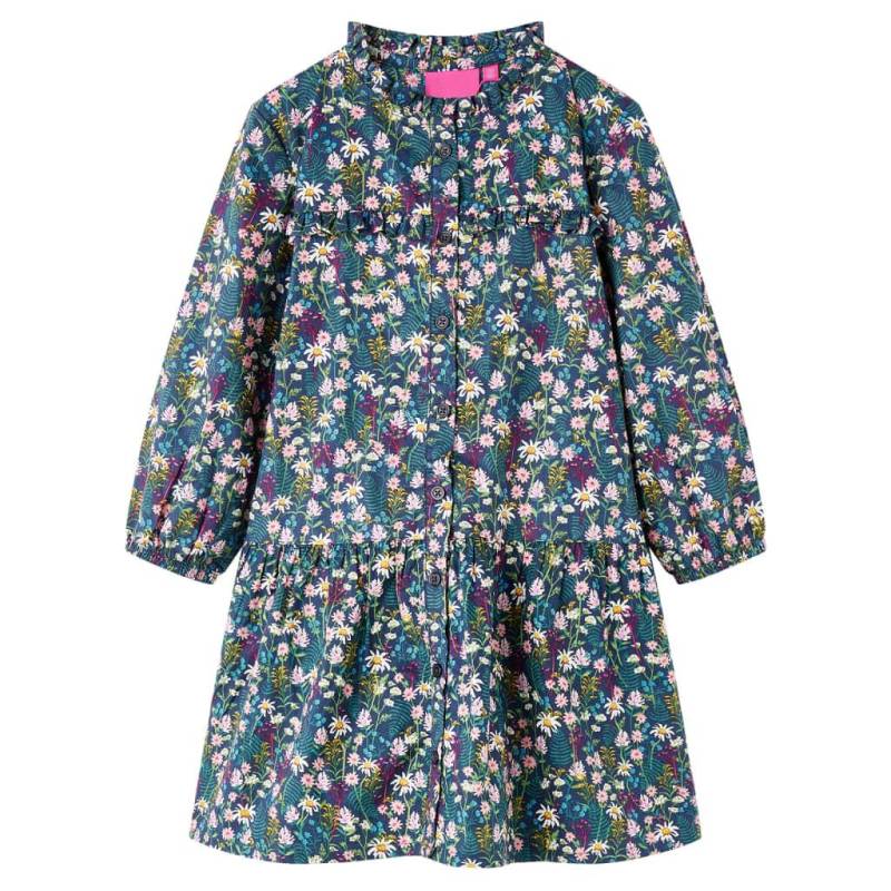 Kinderkleid Baumwolle Mädchen Blau 128 von VidaXL