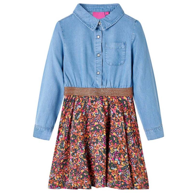 Kinderkleid Faser Mädchen Blau 128 von VidaXL