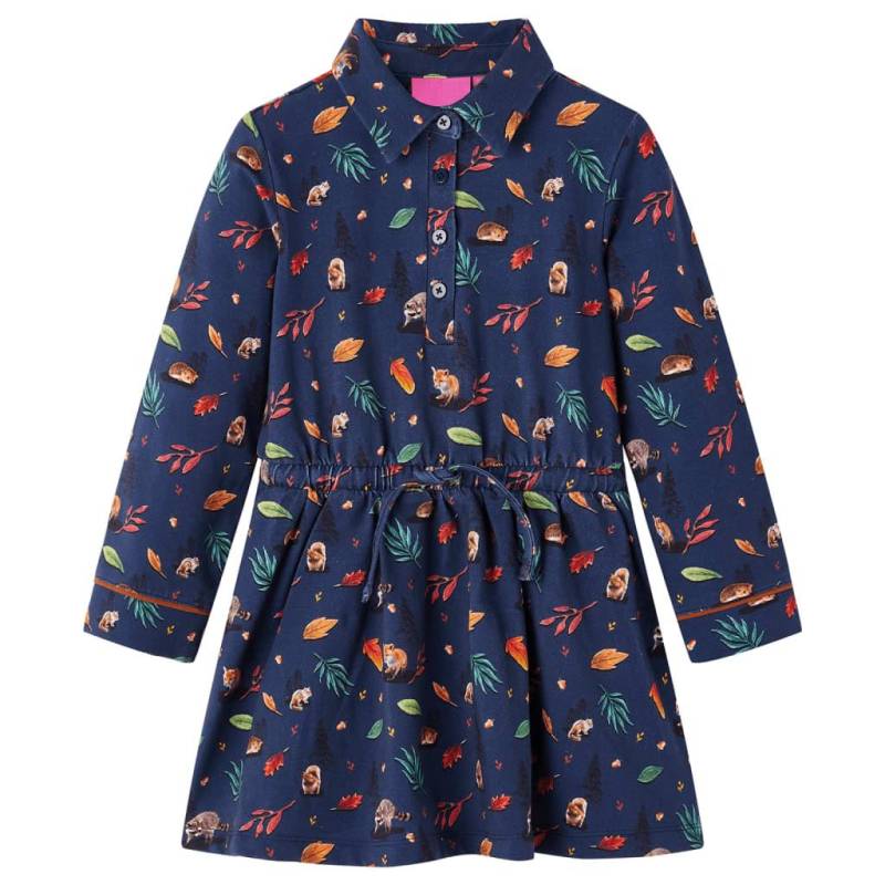 Kinderkleid Gewebe Mädchen Blau 116 von VidaXL