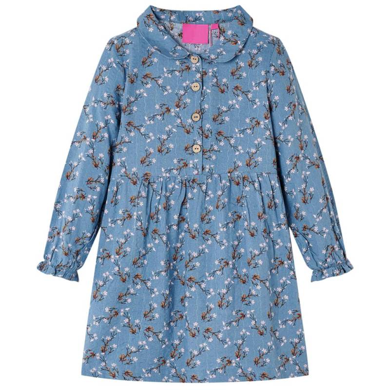 Kinderkleid Gewebe Mädchen Blau 116 von VidaXL