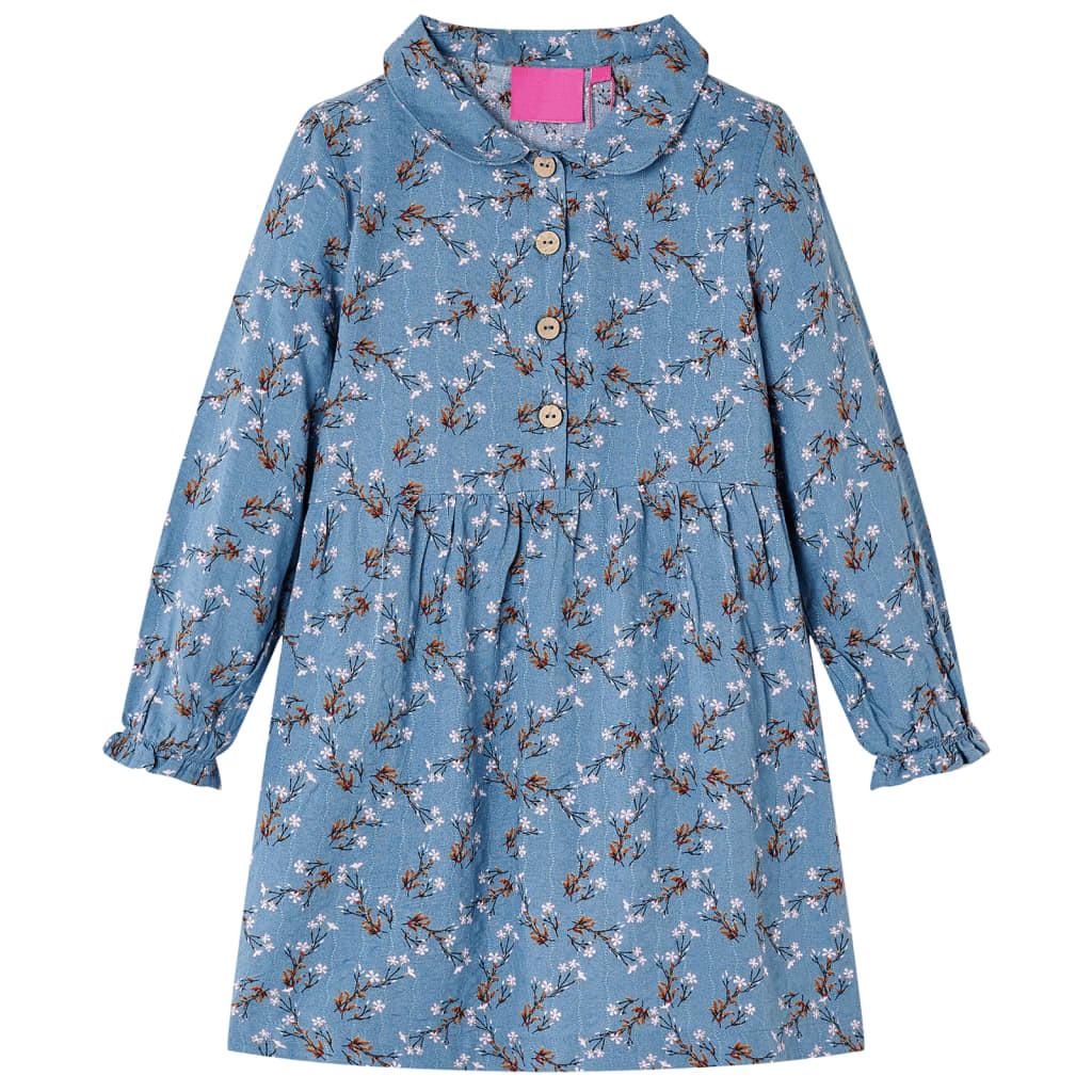 Kinderkleid Gewebe Mädchen Blau 140 von VidaXL