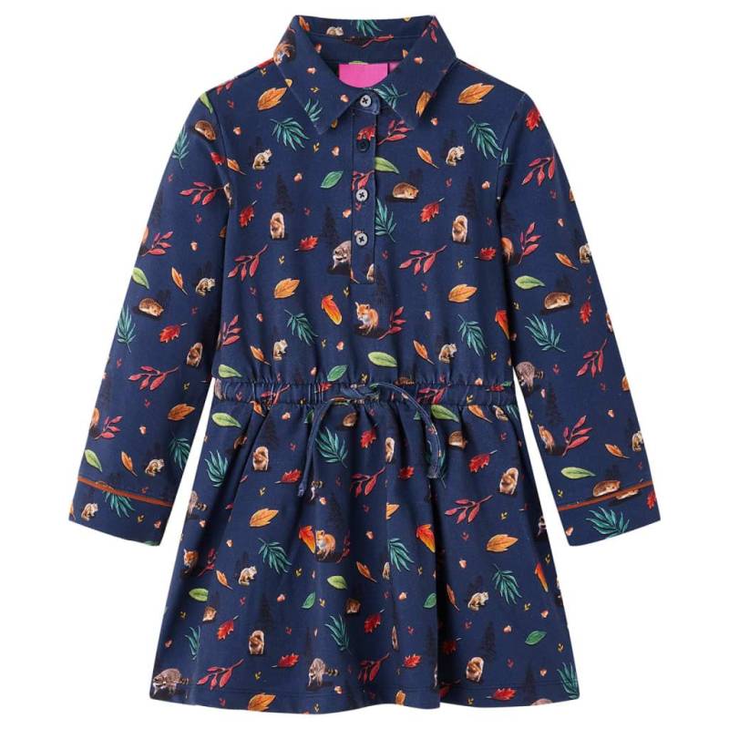 Kinderkleid Gewebe Mädchen Blau 92 von VidaXL