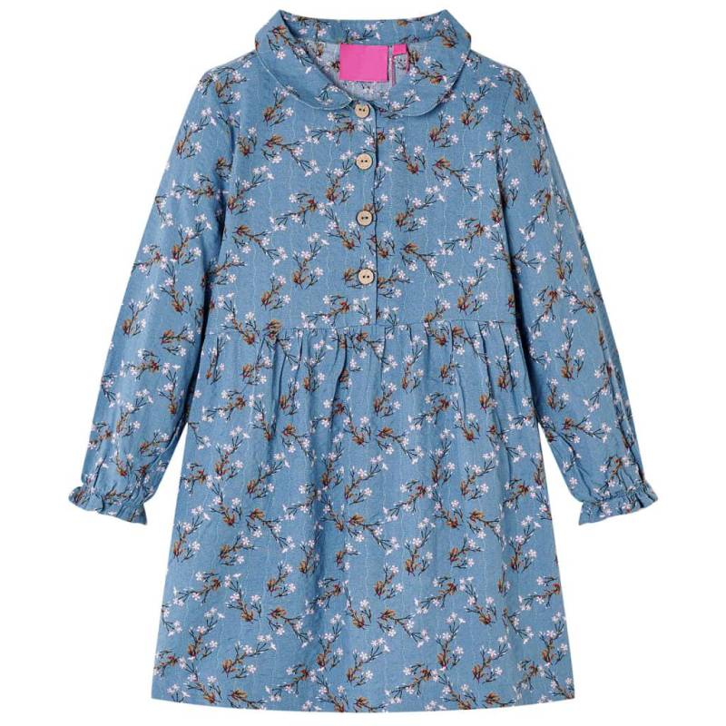 Kinderkleid Gewebe Mädchen Blau 128 von VidaXL