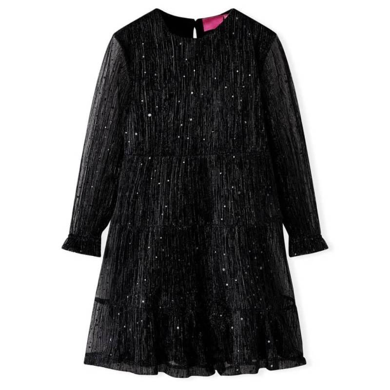 Kinderkleid Gewebe Mädchen Schwarz 128 von VidaXL