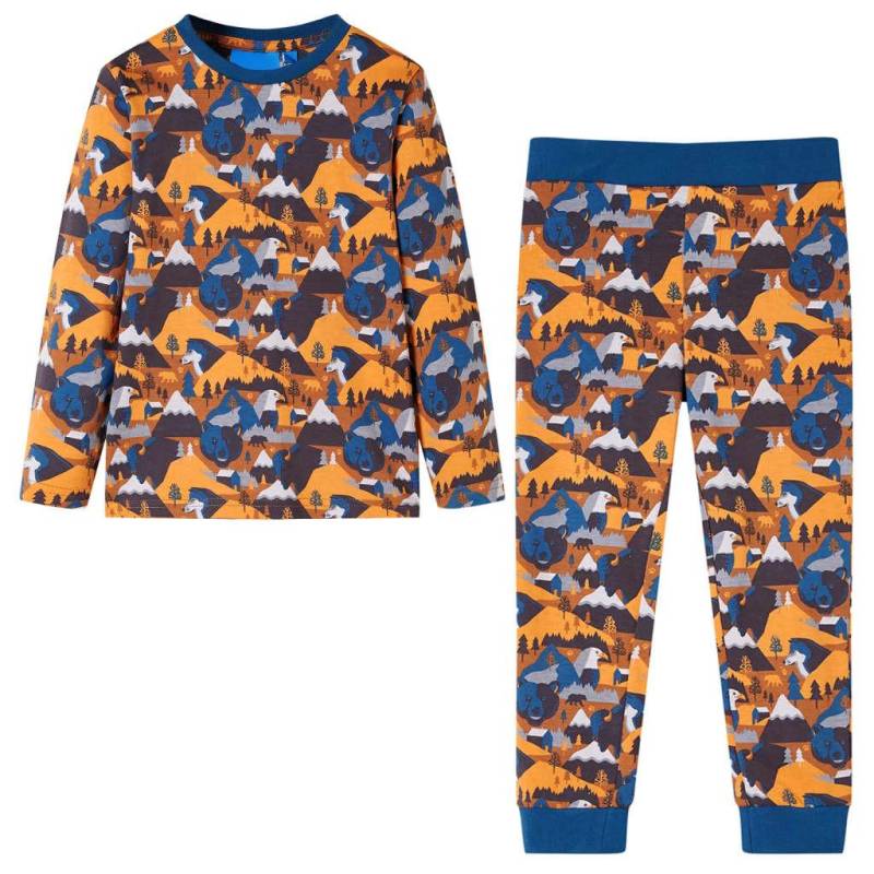 Kinderpyjama Baumwolle Jungen Braun 116 von VidaXL