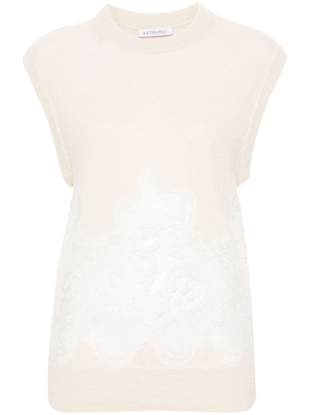 Viktor & Rolf Spencer lace-detail sleeveless jumper - Neutrals von Viktor & Rolf