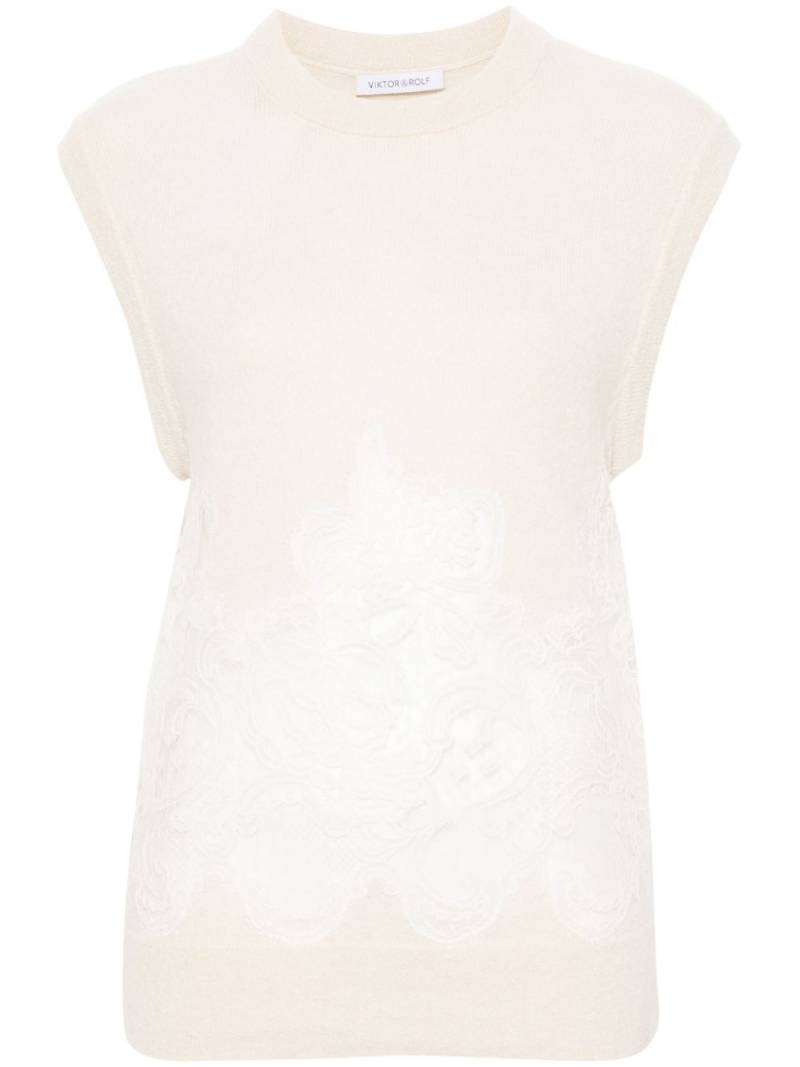 Viktor & Rolf Spencer lace-detail sleeveless jumper - Neutrals von Viktor & Rolf