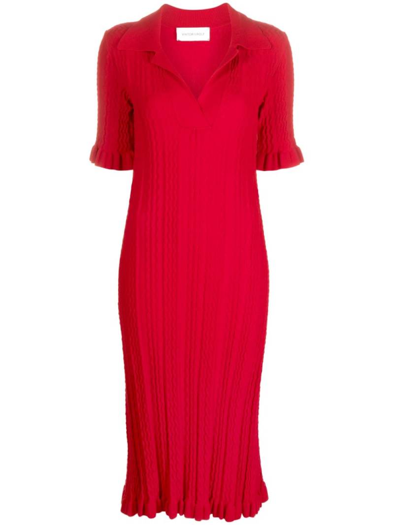 Viktor & Rolf V-neck knitted midi dress - Red von Viktor & Rolf