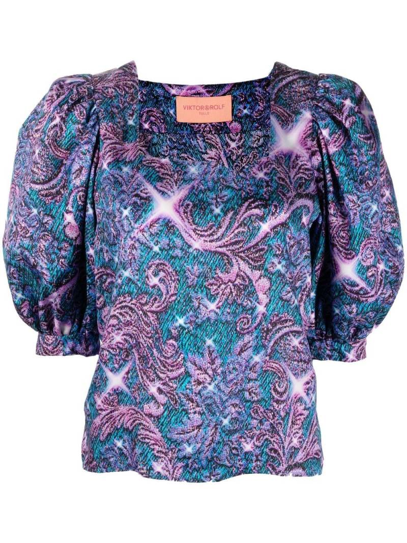 Viktor & Rolf brocade-effect print puff-sleeve blouse - Purple von Viktor & Rolf