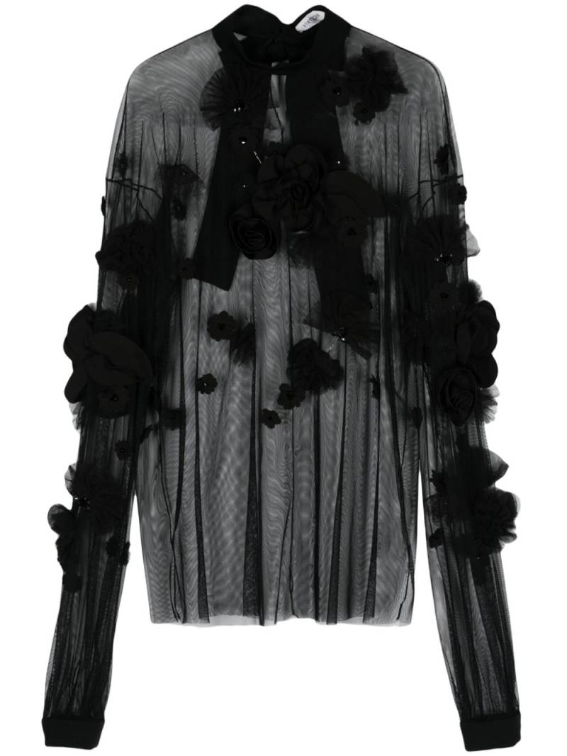 Viktor & Rolf floral-embroidery long-sleeve blouse - Black von Viktor & Rolf