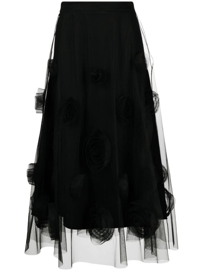 Viktor & Rolf flower-detail tulle midi skirt - Black von Viktor & Rolf