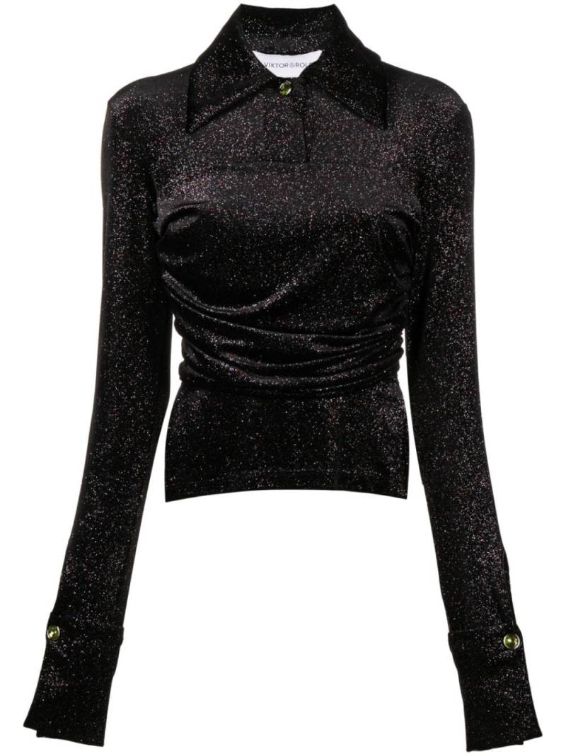 Viktor & Rolf gathered glitter velvet shirt - Black von Viktor & Rolf