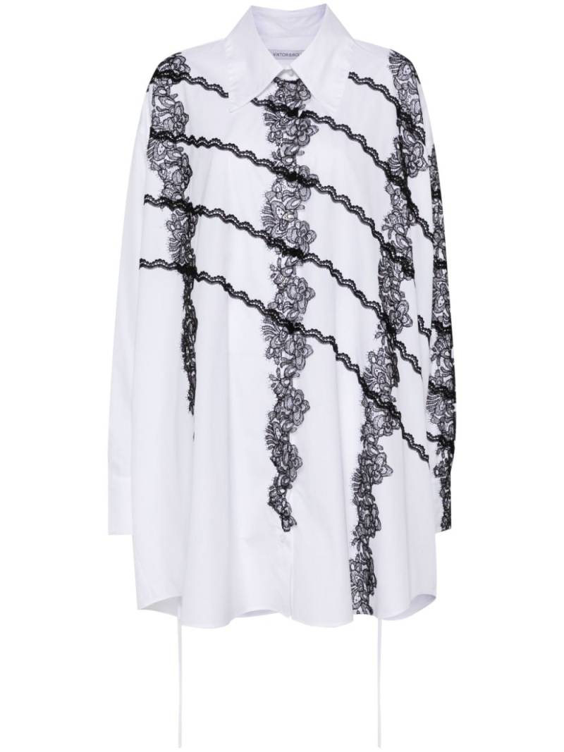 Viktor & Rolf lace-appliqué cotton shirt dress - White von Viktor & Rolf