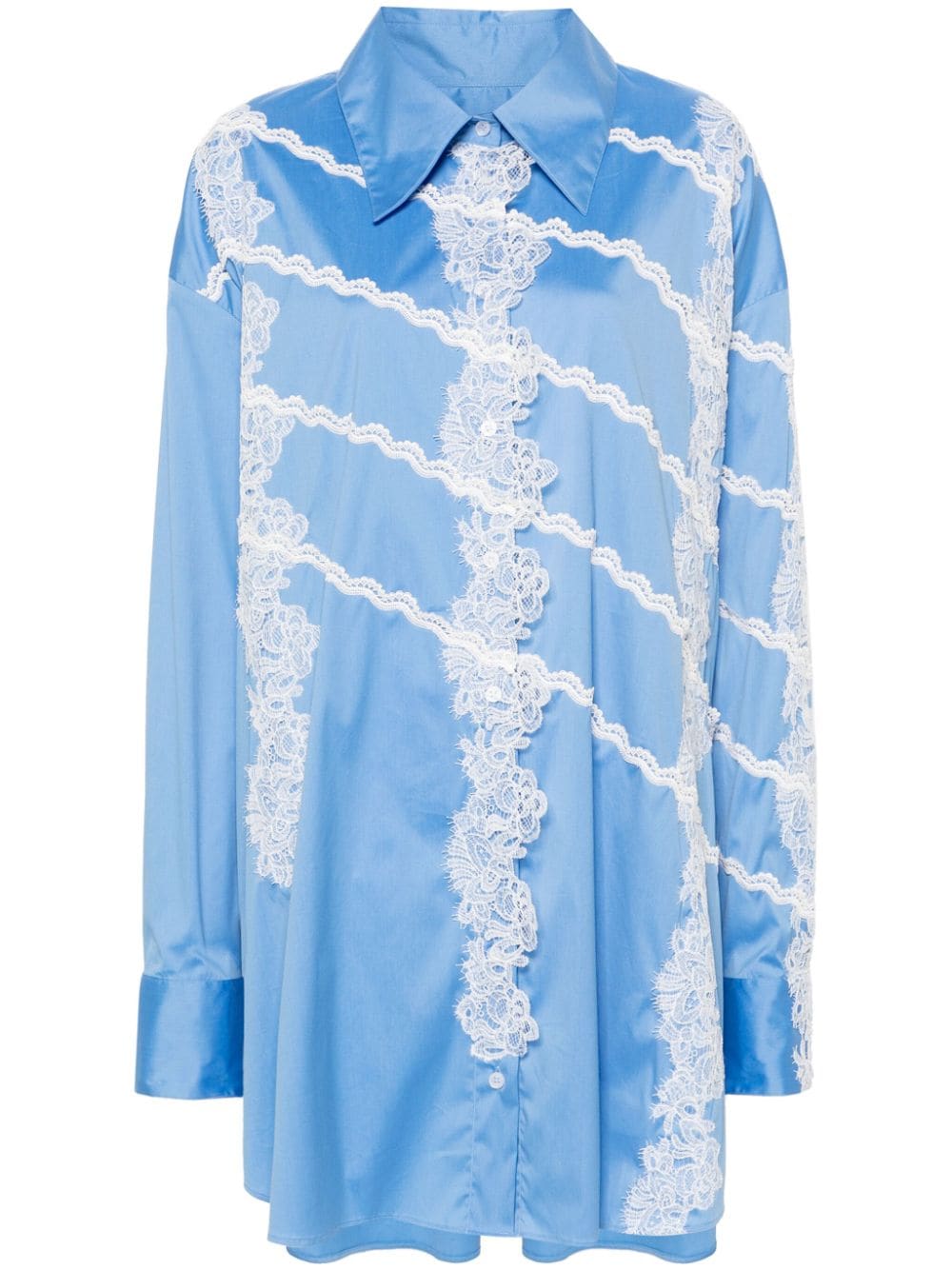 Viktor & Rolf lace-detail midi shirt dress - Blue von Viktor & Rolf