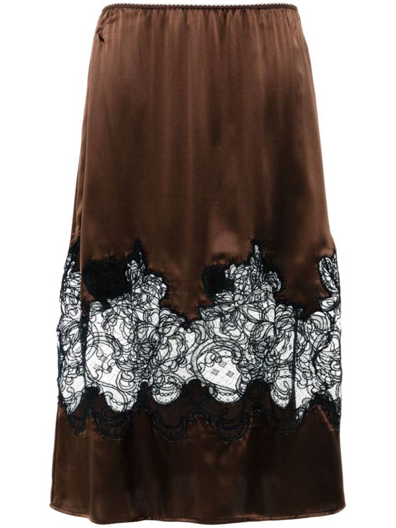 Viktor & Rolf lace-detail satin skirt - Brown von Viktor & Rolf