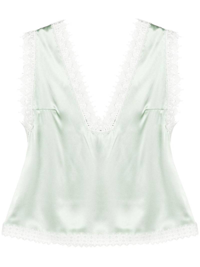 Viktor & Rolf lace-trim silk camisole - Green von Viktor & Rolf