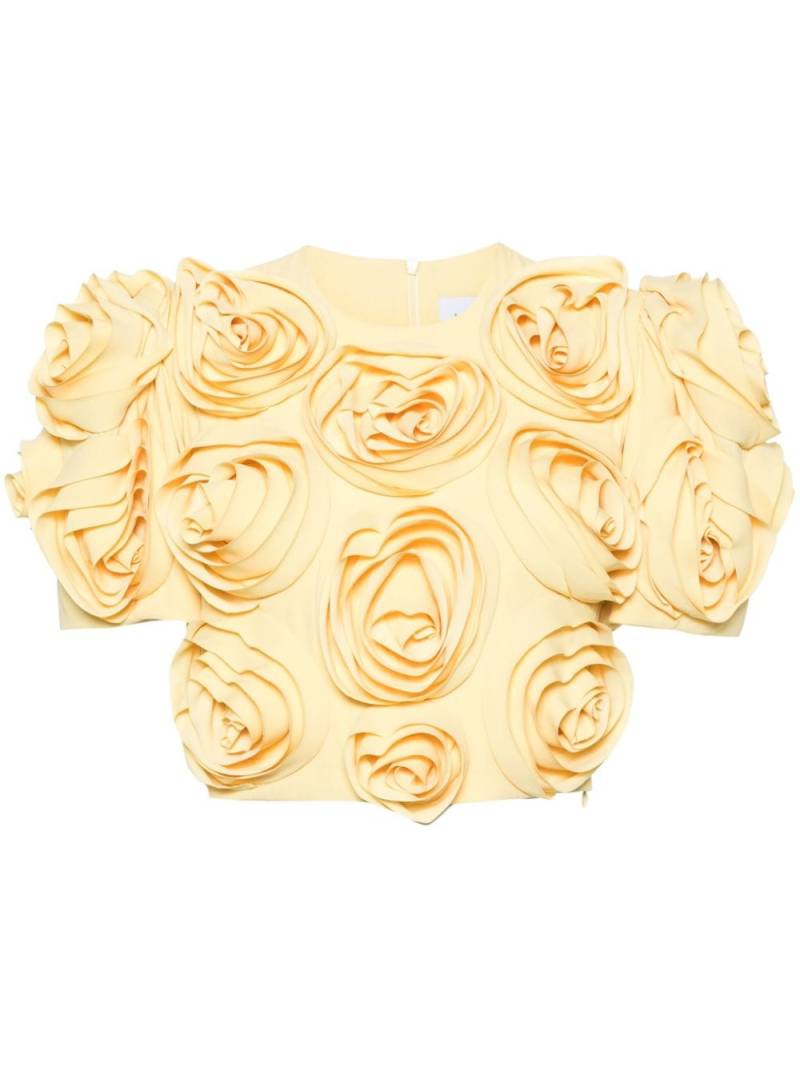 Viktor & Rolf rose-appliqué cropped top - Yellow von Viktor & Rolf